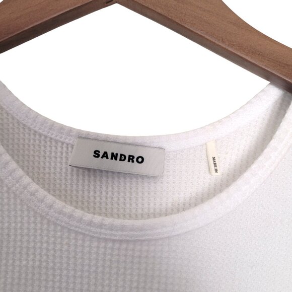 SANDRO White Waffle Knit Tank XS/Small Like-New - Picture 7 of 7